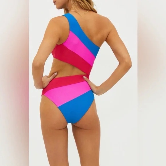 Beach Riot Joyce One Piece Fuchsia Red Neon Pink, Size Medium, $168 - Picture 3 of 9